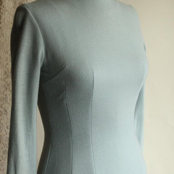 Vintage 1960s Wiggle Dress, Jonathan Logan Blue Wool Dress, Chumley Sportswear - Picture 5 of 13